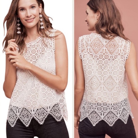 Anthropologie Tops - Anthropologie / Deletta Cream Lace Shell - Size S